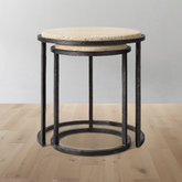 Salvador Stone Round Nesting Side Tables